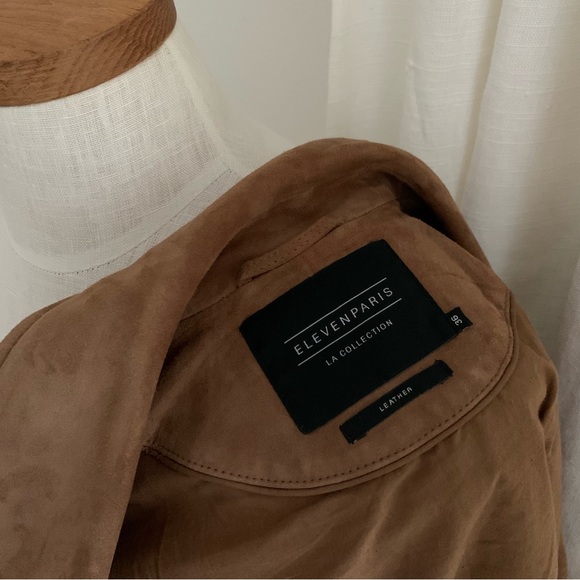 Eleven Paris Genuine Leather Suede Camel Jacket - Picture 2 of 8
